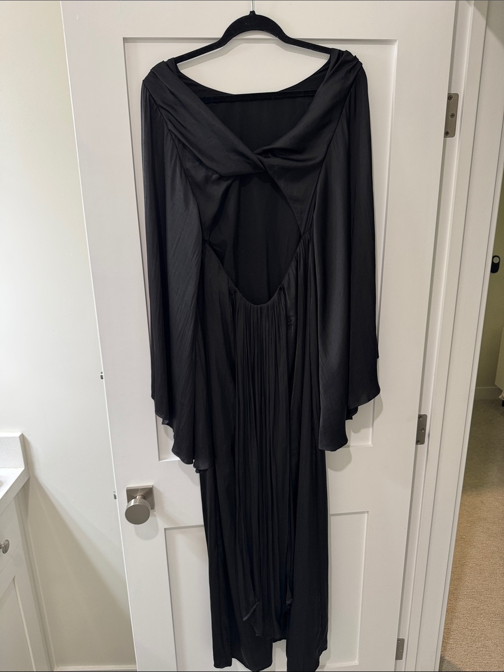 JLUXLABEL Black Draped Open-Back Maxi Dress